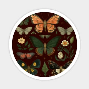 Mystical butterflies among flowers Magnet